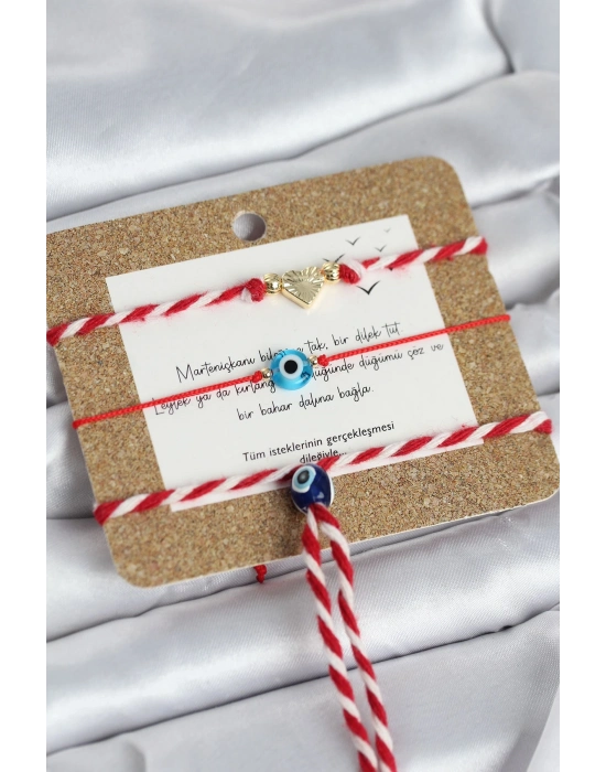 Marteniçka Bileklik 3lü Kalp ve Nazarlı Model