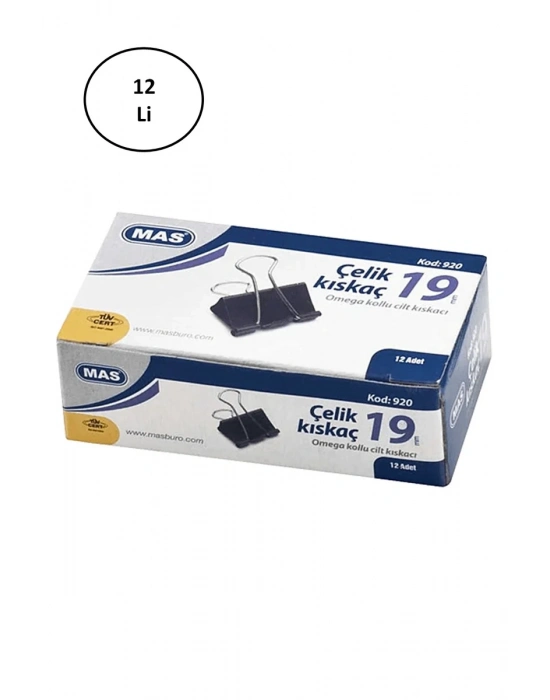 Mas Omega Çelik Kıskaç Siyah 19 mm 12li