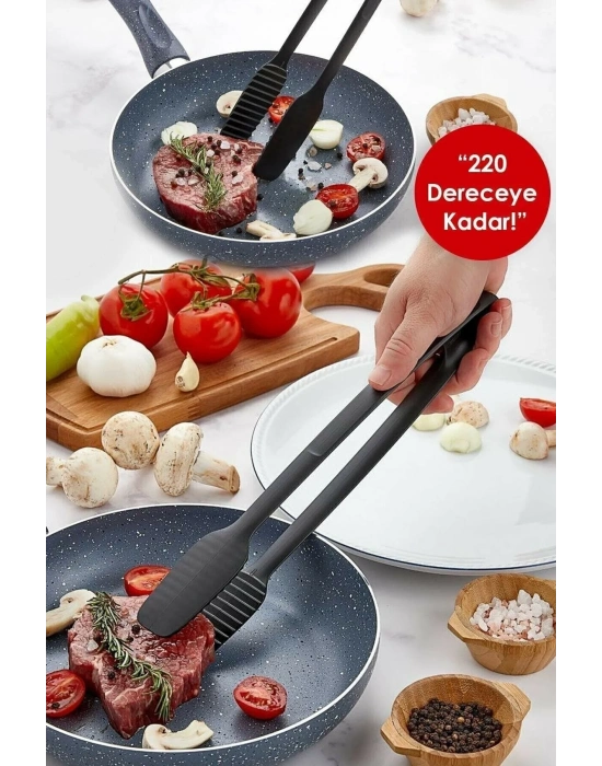 Maşa - 220 Dereceye Kadar Dayanıklı Yanmaz - Yapışmaz Plastik Izgara Maşası 30 Cm