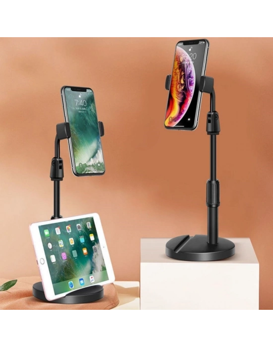 ®  Masa Üstü Tablet ve Telefon Tutucu Plastik Aparat Siyah Telefon Standı