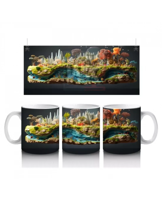 Masalsı Deniz Manzarası ve Mercan Resifi – Baskılı Kahve Kupası