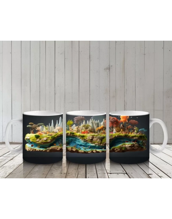 Masalsı Deniz Manzarası ve Mercan Resifi – Baskılı Kahve Kupası