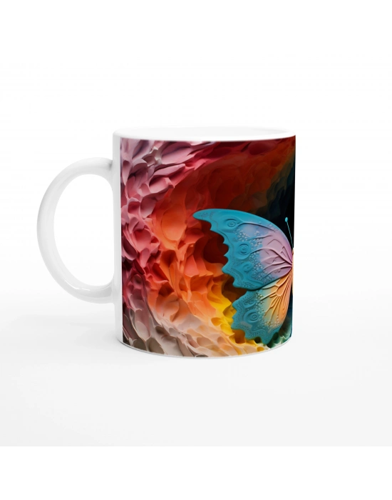 Masalsı Renklerle Süslenmiş Pastel Kelebek Baskılı Kupa Bardak