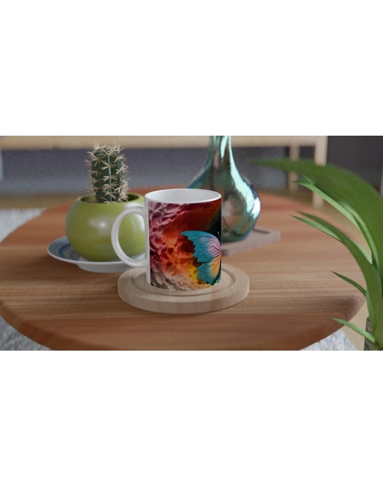 Masalsı Renklerle Süslenmiş Pastel Kelebek Baskılı Kupa Bardak