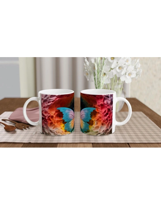 Masalsı Renklerle Süslenmiş Pastel Kelebek Baskılı Kupa Bardak