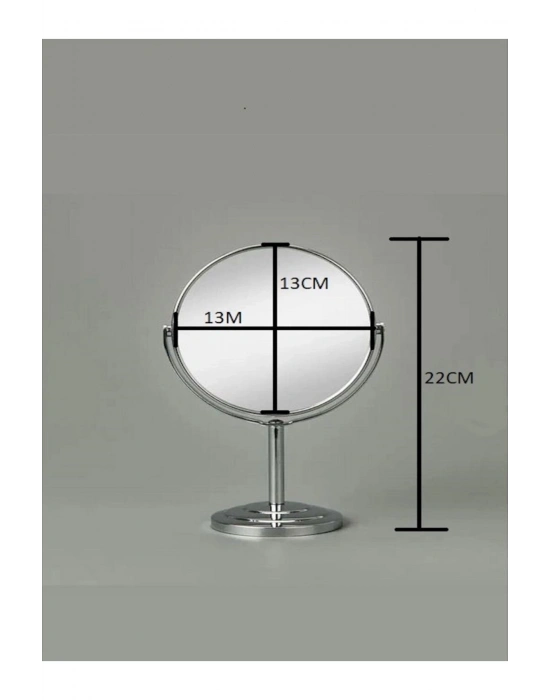 ® Masaüstü Ayaklı 360° Dönebilen Ev, Ofis, İşyeri, Seyahat İçin Mini Krom büyüteçli ayna 21x15