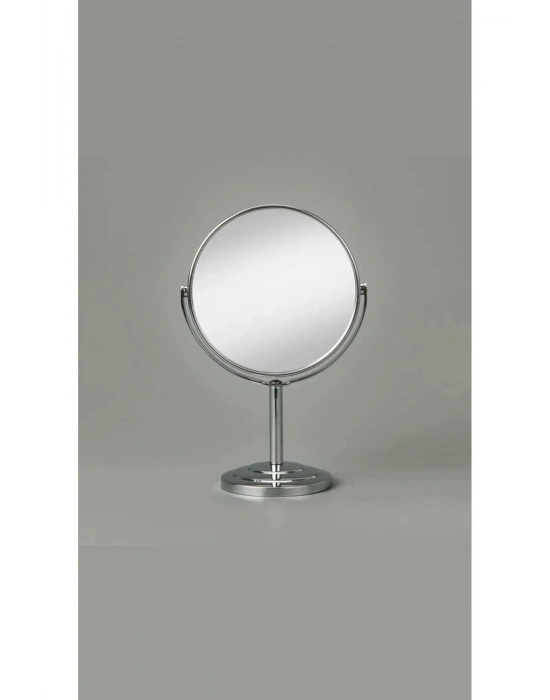 ® Masaüstü Ayaklı 360° Dönebilen Ev, Ofis, İşyeri, Seyahat İçin Mini Krom büyüteçli ayna 21x15