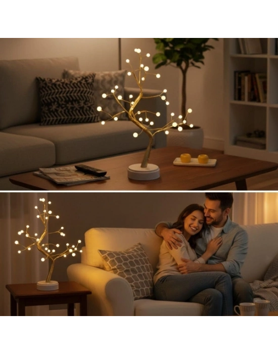 Masaüstü Boncuklu Şarjlı Ağaç Lamba