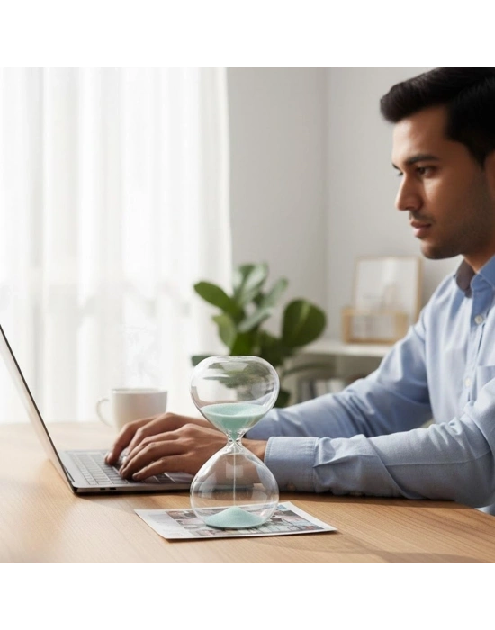 ® Masaüstü Cam Kum Saati – Estetik Tasarım, Dekoratif Zaman Ölçüm Aleti