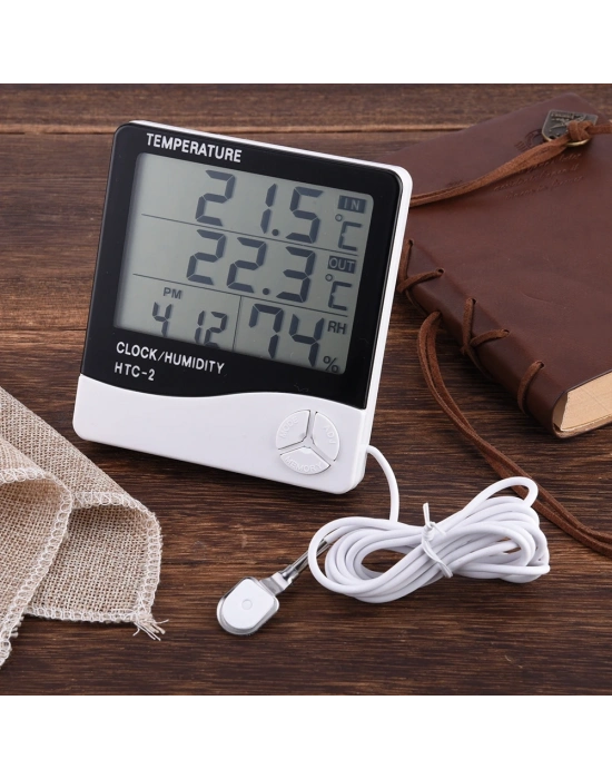 Masaüstü İç - Dış Mekan Dijital Termometre Nem Ölçer Higrometre