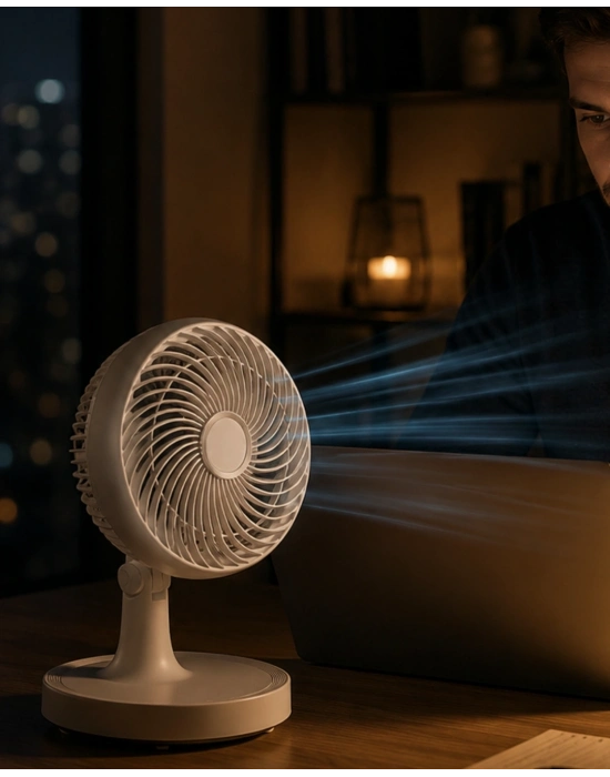 Masaüstü Mini Fan Sessiz Çalışan 2 Hızlı Otomatik Salınımlı Fan