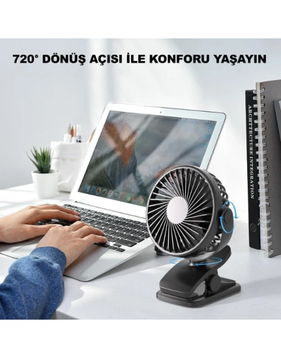 Masaüstü Şarjlı Klipsli Portatif Fan