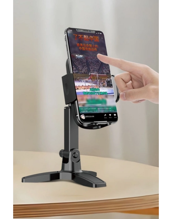 ®  Masaüstü Telefon Standı 360 Derece Dönebilen Başlıklı Ayaklı Telefon Tripodu