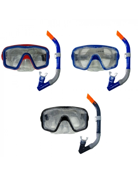 Maske Şnorkel Safari Dalış Seti Tepered Cam - 2186A/113CSB