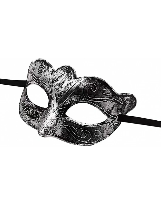 Maskeli Balo Antik Gri Gümüş Eskitilmiş Maske Balo Venedik