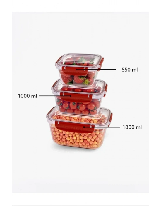 Master Dikdörtgen Saklama Seti 3lü 550-1000-1800 Ml Royaleks-30866