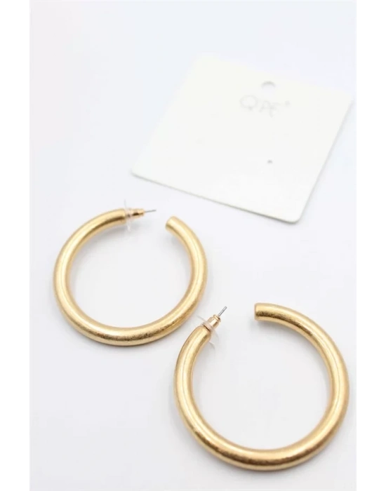 Mat Halka Küpe 5 cm - Altın