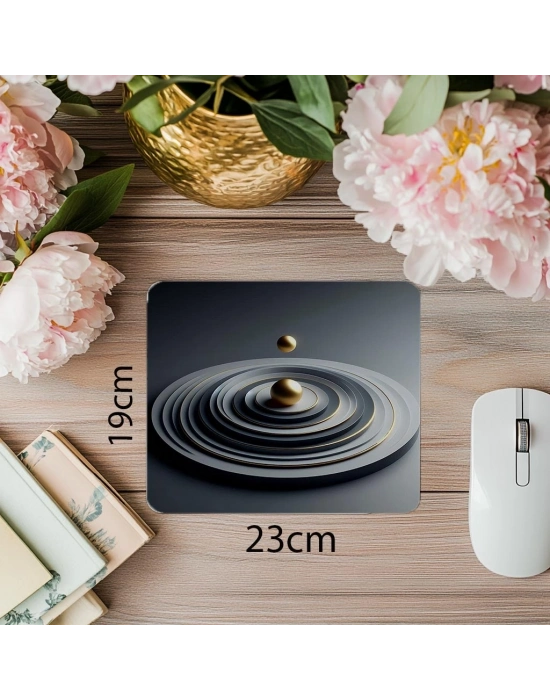 Mat Yüzeyli Daire Kompozisyonlu Mouse Pad - 19x23 cm 2 mm Dikdörtgen İthal Baskılı Mouse Pad