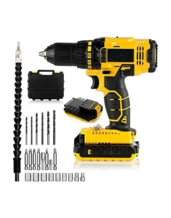 Matkap Seti 24 Parça Çift Bataryalı Darbeli Led Işıklı Vidalama