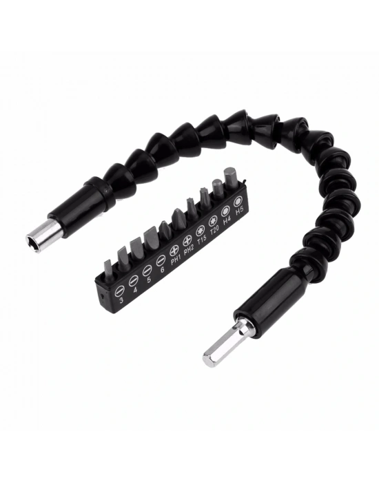 Matkap Ucu - Bükülebilir Oynar  Vidalama Bits Uzatma Aparatı 30cm - Komple Set