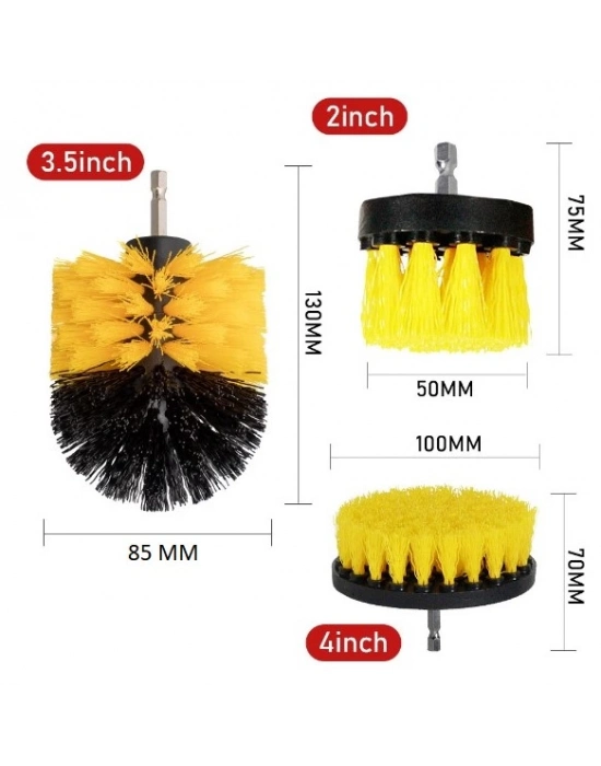 Matkap Ucuna Takılan 3lü Fırça  Temizlik Seti