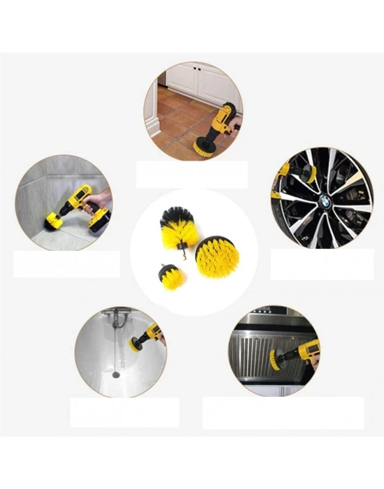 Matkap Ucuna Takılan Çok Amaçlı Temizlik Fırçası 3 Lü