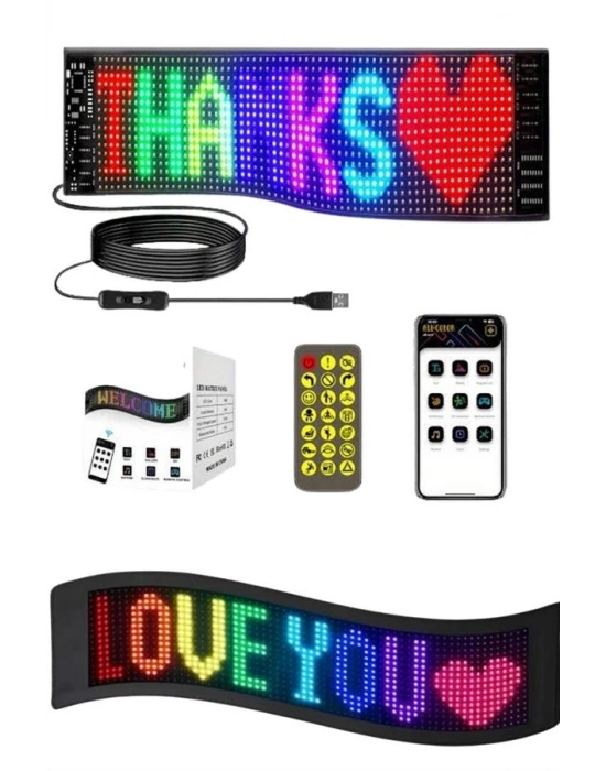 Matrix Led Cama Yapışan Telefon Kontrollü Panel Dijital Ekran Kumandalı