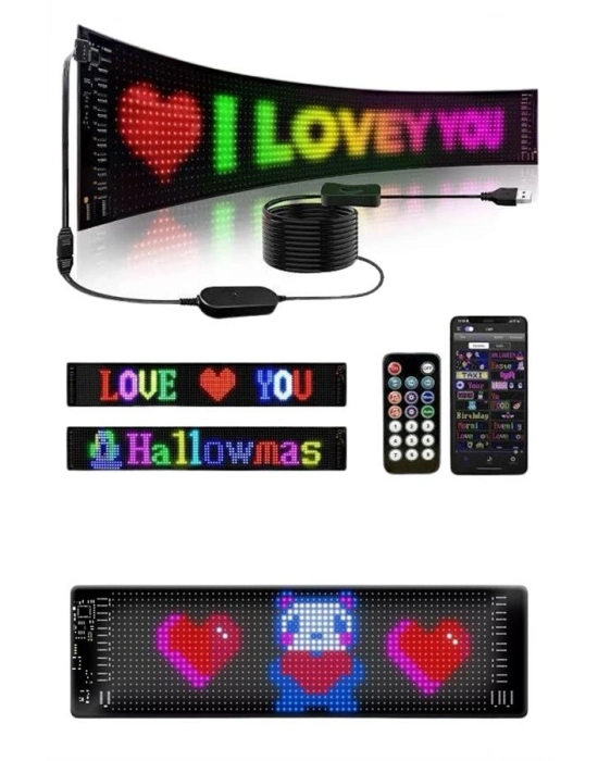 Matrix Led Cama Yapışan Telefon Kontrollü Panel Dijital Ekran Kumandalı