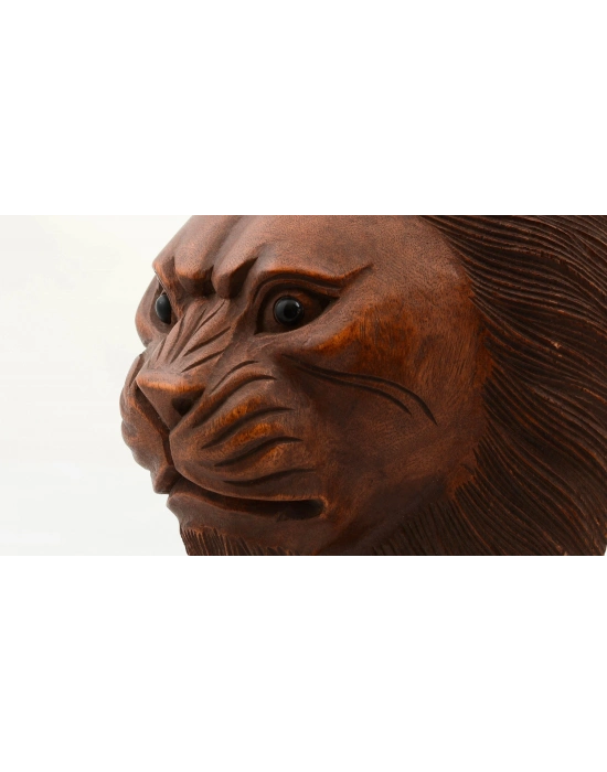 Maun Ağacı El Yapımı Dekoratif Aslan Büstü