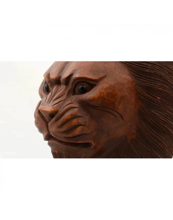 Maun Ağacı El Yapımı Dekoratif Aslan Büstü