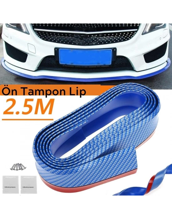 ®  Mavi 2,5 Metre Araba Oto Ön Tampon Koruyucu Kauçuk Pratik Tampon Şerit Bant Döşeme Kiti