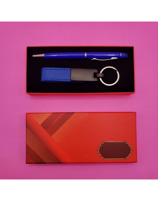 Mavi Anahtarlık Ve Kalem Seti