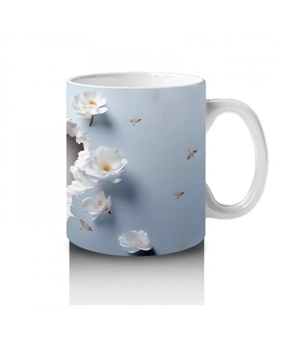 Mavi Arka Planda Şirin Yavru Kaplan – Baskılı Kahve Kupası