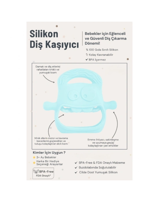Mavi Bebek Silikon Diş Kaşıyıcı