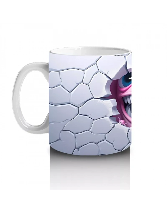 Mavi Çatlak Zemin Üzerinde Pörtlek Gözlü Köpekbalığı – Baskılı Kahve Kupası