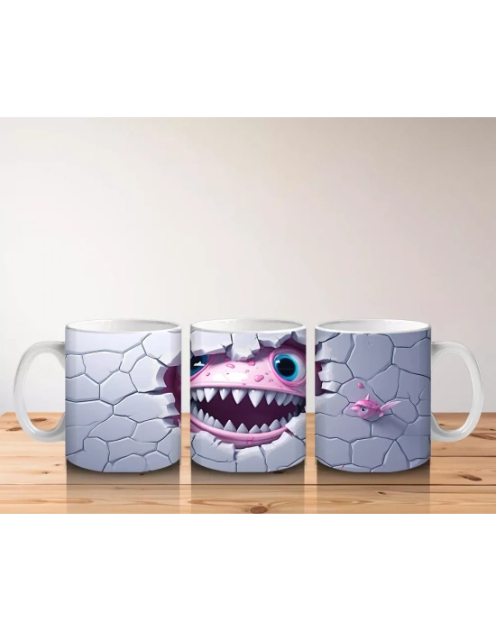 Mavi Çatlak Zemin Üzerinde Pörtlek Gözlü Köpekbalığı – Baskılı Kahve Kupası