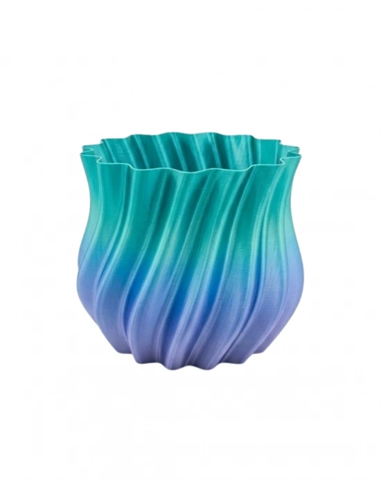 Mavi Degrade Kıvrımlı 3D Vazo Minimal Modern Ev Dekoru