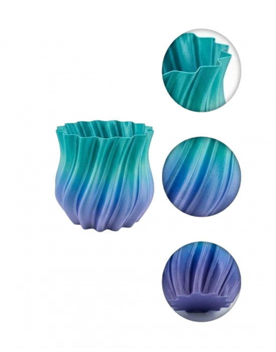 Mavi Degrade Kıvrımlı 3D Vazo Minimal Modern Ev Dekoru