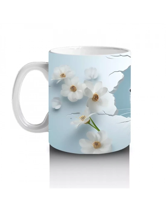 Mavi Fon Üzerinde Su Samuru Figürü – Baskılı Kupa