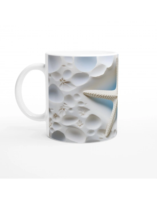 Mavi Gölge Efektli Deniz Yıldızı Su Altı Temalı Kupa Bardak