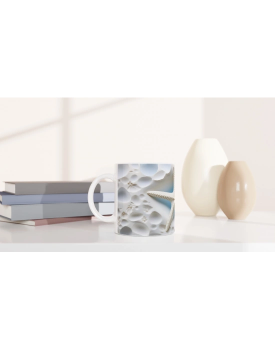 Mavi Gölge Efektli Deniz Yıldızı Su Altı Temalı Kupa Bardak