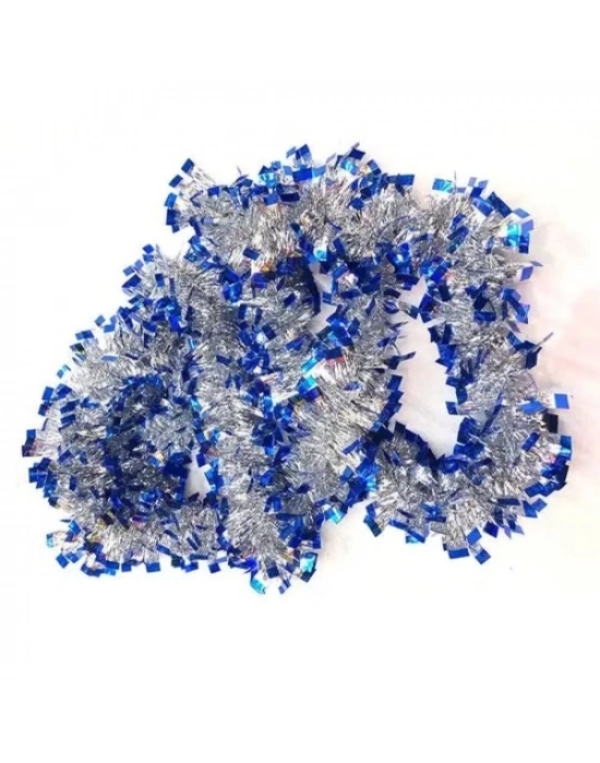 Mavi Gümüş Renk  Çift Renk Sim Süs 180 cm