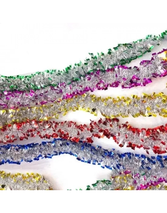 Mavi Gümüş Renk  Çift Renk Sim Süs 180 cm