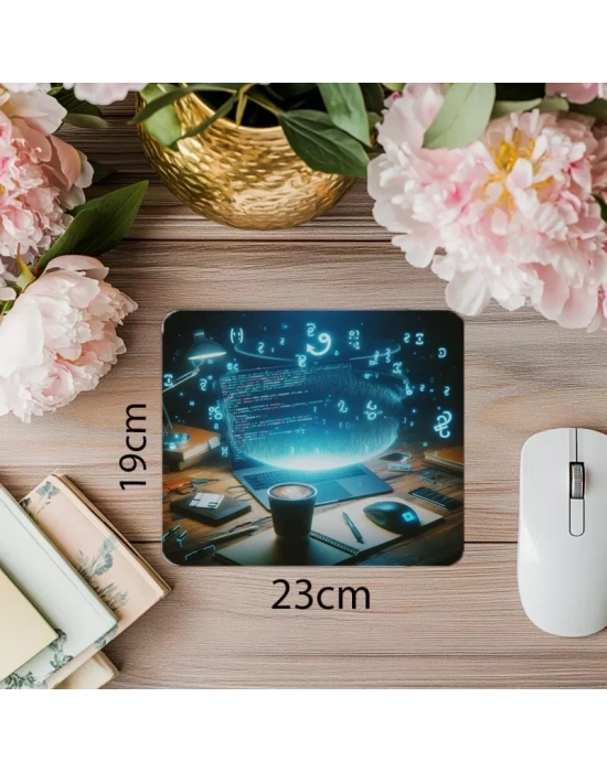 Mavi Işıkta Karanlık Komut Dizili Mousepad - 19x23 cm 2 mm Dikdörtgen İthal Baskılı Mouse Pad