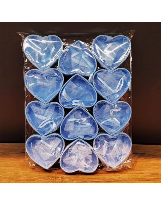 Mavi Kalp Tasarımlı Tül Kese