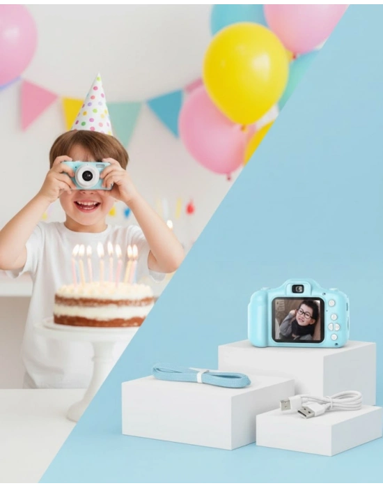 ® Mavi Kompakt Dijital Kamera HD Video ve Fotoğraf Çekim Özellikli USB Bağlantılı