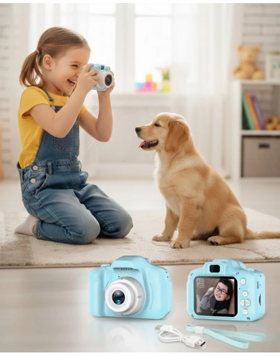 ® Mavi Kompakt HD Dijital Kamera Video ve Fotoğraf Kayıt Özellikli Taşınabilir Model