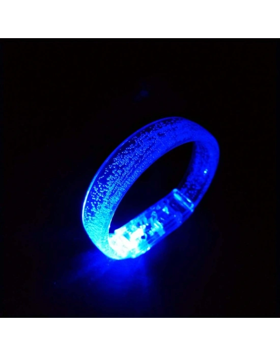 Mavi Led Işıklı Baskı Yapılabilen Pilli Bileklik Bilezik 1,5 Cm Genişlik