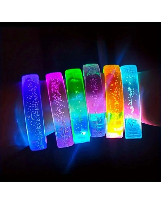 Mavi Led Işıklı Baskı Yapılabilen Pilli Bileklik Bilezik 1,5 Cm Genişlik