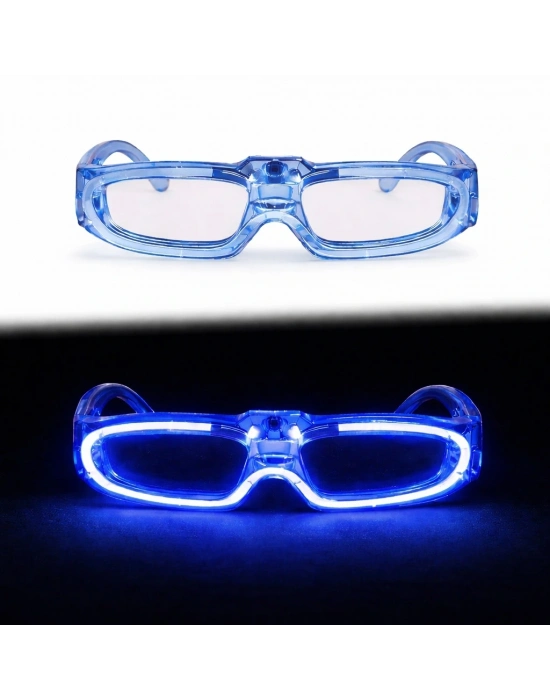 Mavi Led Işıklı Parti Gözlüğü 3 Modlu – Glow & Gece Eğlence Gözlüğü